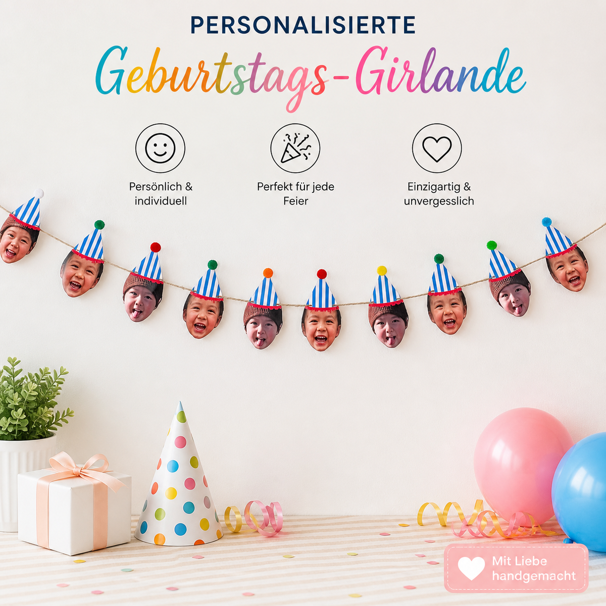 Personalisierte Geburtstags-Girlande mit deinem Foto 🎉
